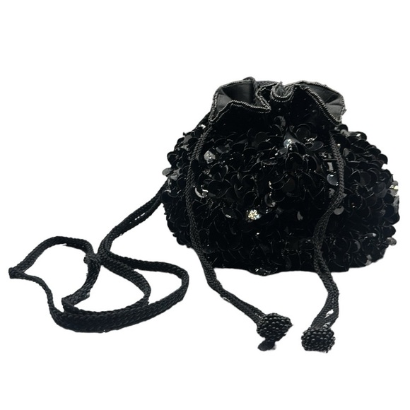 La Regale Handbags - VTG La Regale Ltd Evening Bag Beaded Sequin Drawstring Purse Crossbody Reticule